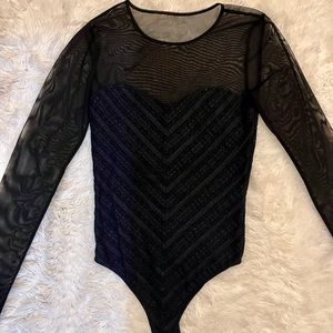 Sheer neck sweater